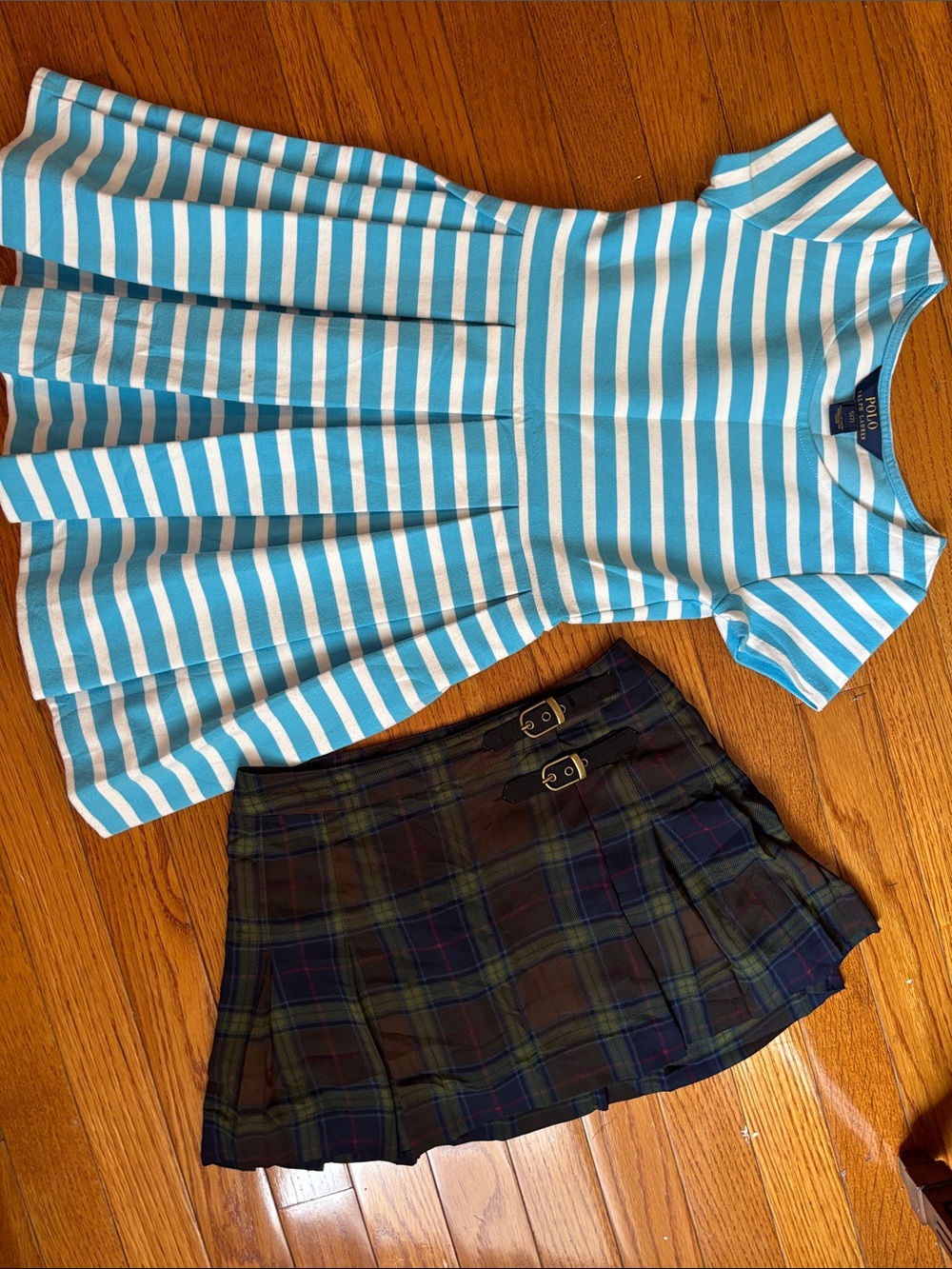 Ralph Lauren Turquoise & White Striped Skater Dress